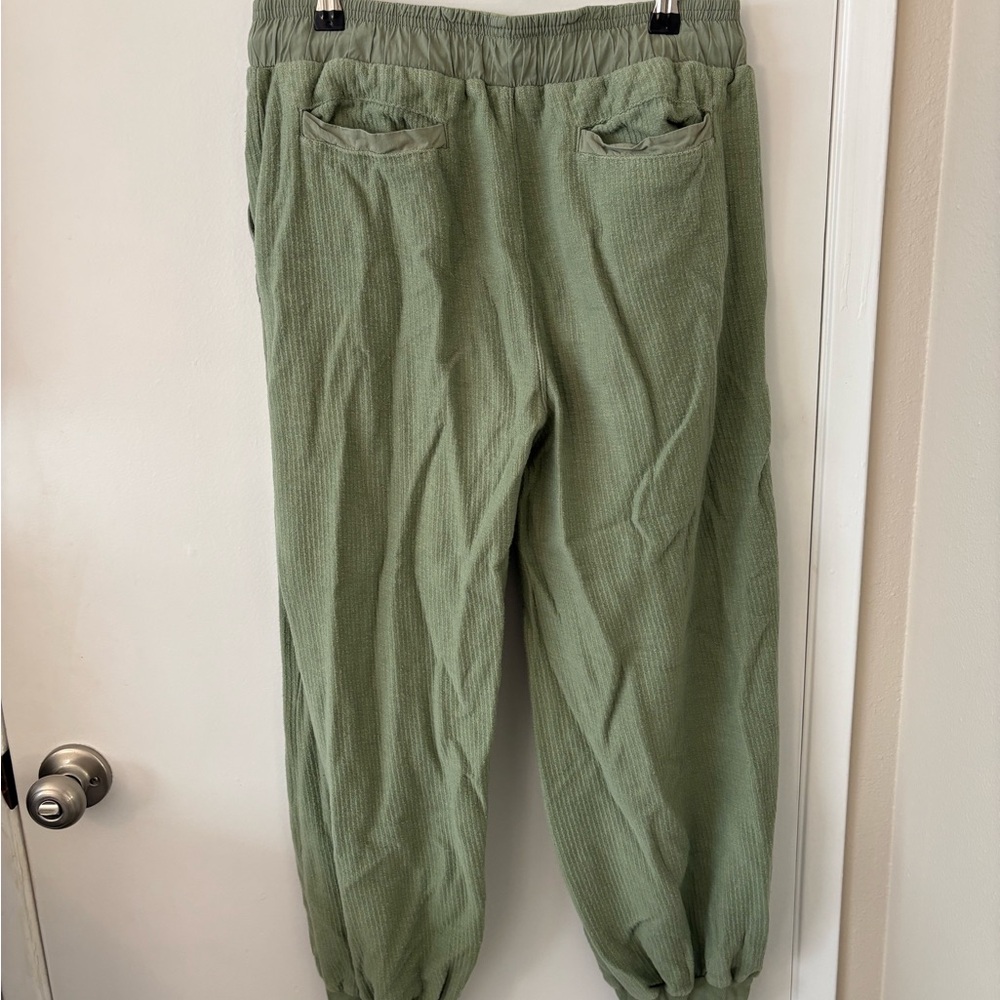 Free People Cropped Olive Waffle Sweat Set - Picture 6 of 8